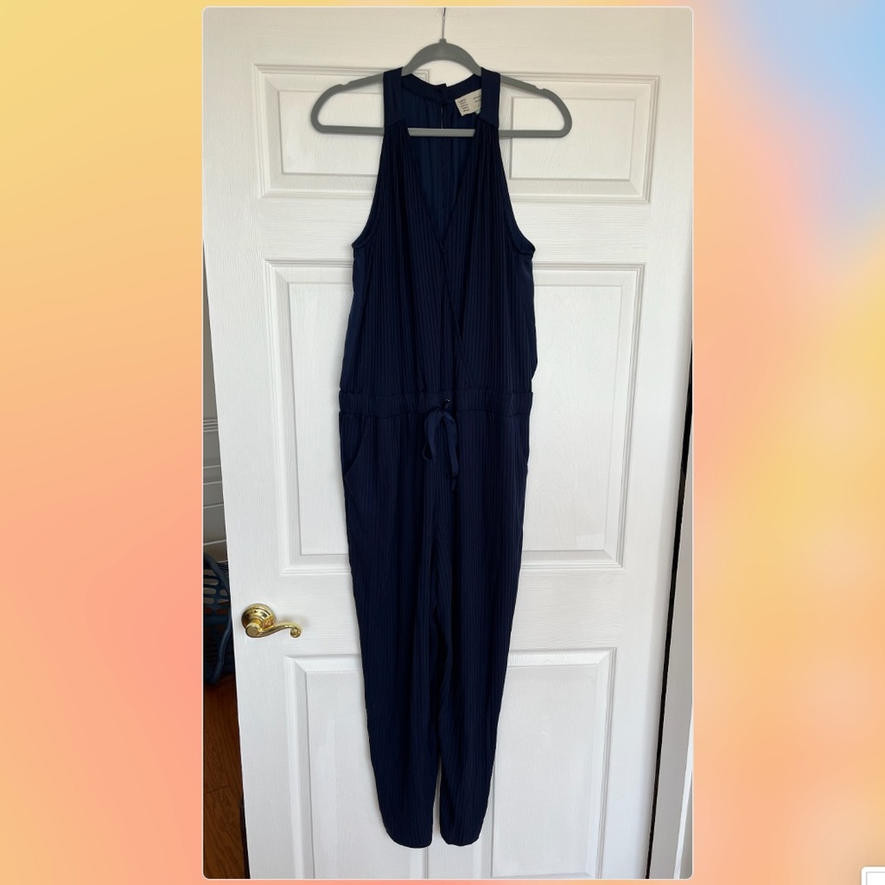 Anthropologie Saturday Sunday Dark Blue Sleeveless Jumpsuit. Size L